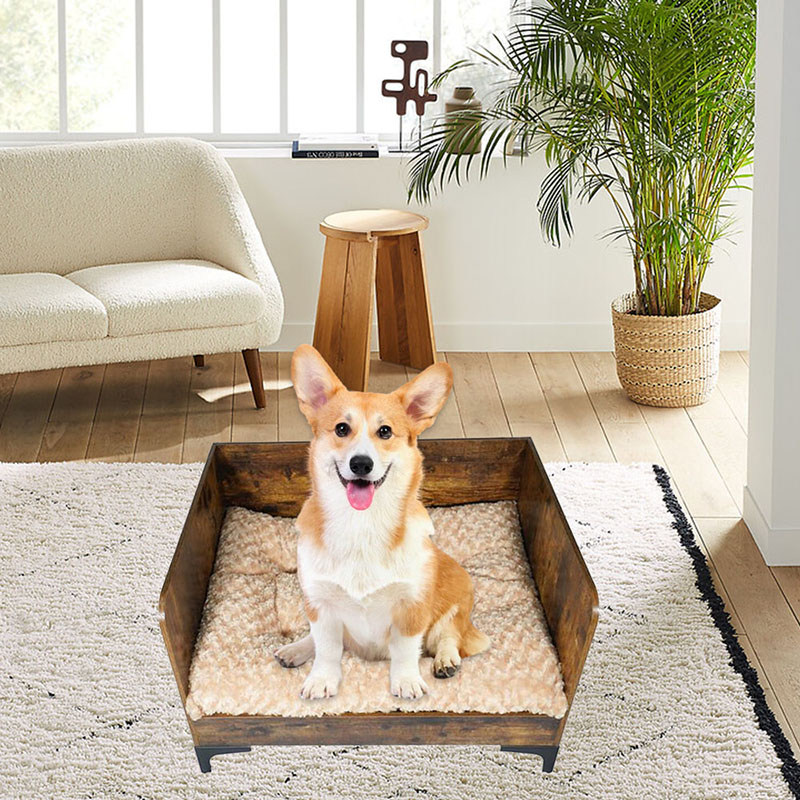 Leaba mhadra ardaithe adhmaid faoi dhíon nua -aimseartha le fráma Leaba mhadra ardaithe adhmaid faoi dhíon nua -aimseartha le fráma