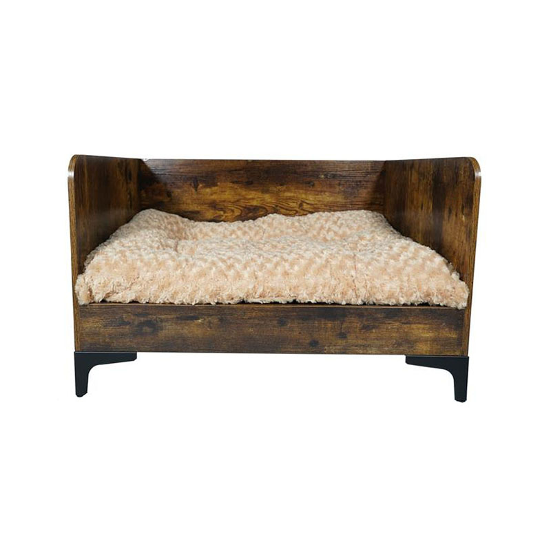 Leaba mhadra ardaithe adhmaid faoi dhíon nua -aimseartha le fráma