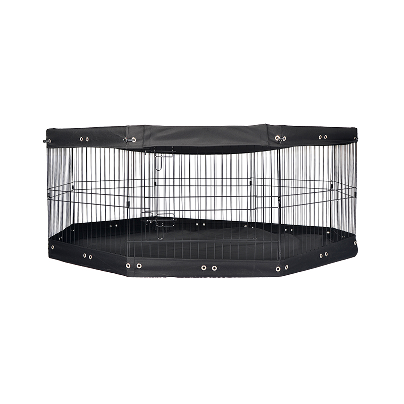 Playpen madra miotail sreinge foldable 8-painéal le clúdach barr agus ceap bun