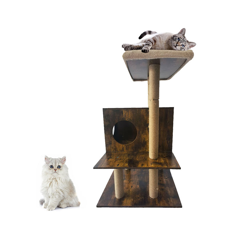 Teach Túr Túr Adhmaid Poist Scratching Scratching Poist Fráma Dreapadóireachta Crann Cat Teach Túr Túr Adhmaid Poist Scratching Scratching Poist Fráma Dreapadóireachta Crann Cat