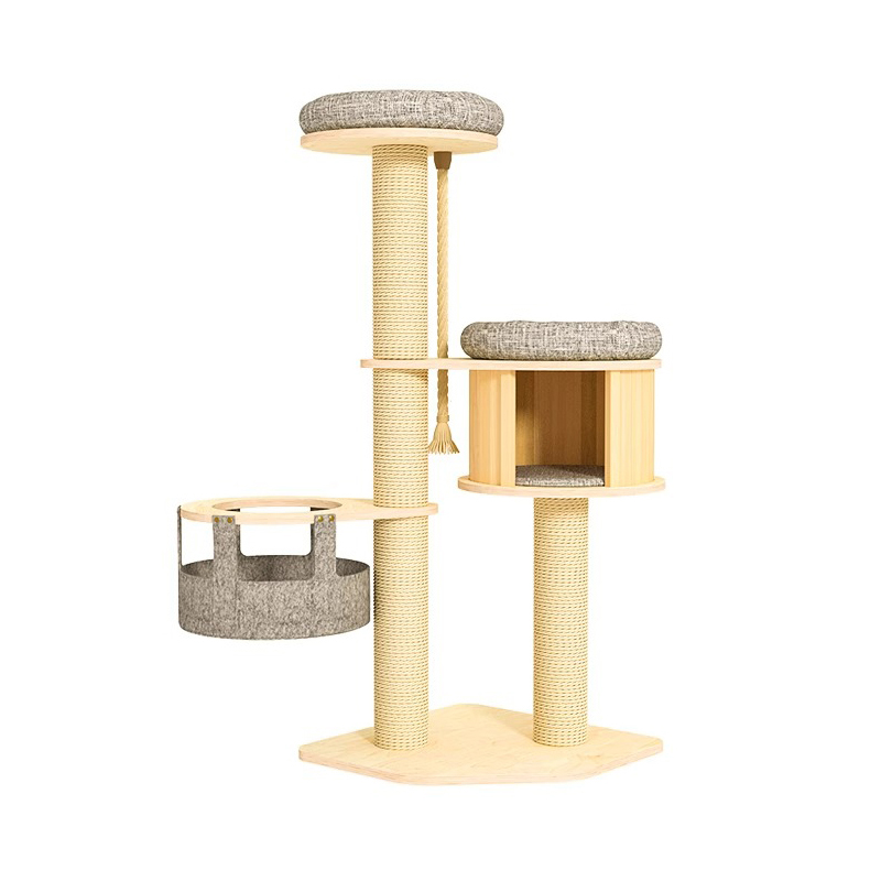 Fráma dreapadóireachta adhmaid ó urlár go síleáil Túr Crann Cat