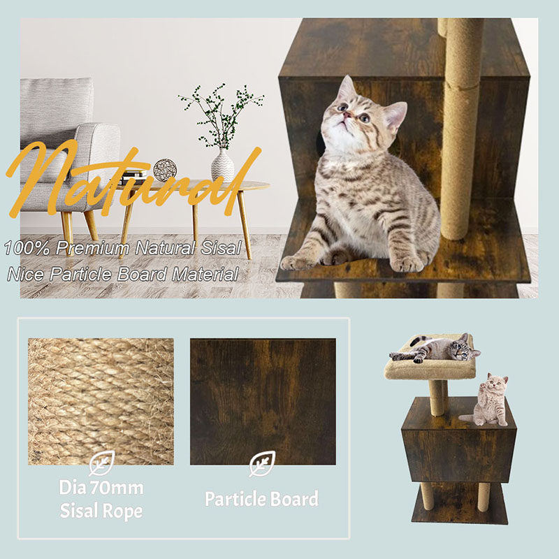 Teach Túr Túr Adhmaid Poist Scratching Scratching Poist Fráma Dreapadóireachta Crann Cat Teach Túr Túr Adhmaid Poist Scratching Scratching Poist Fráma Dreapadóireachta Crann Cat