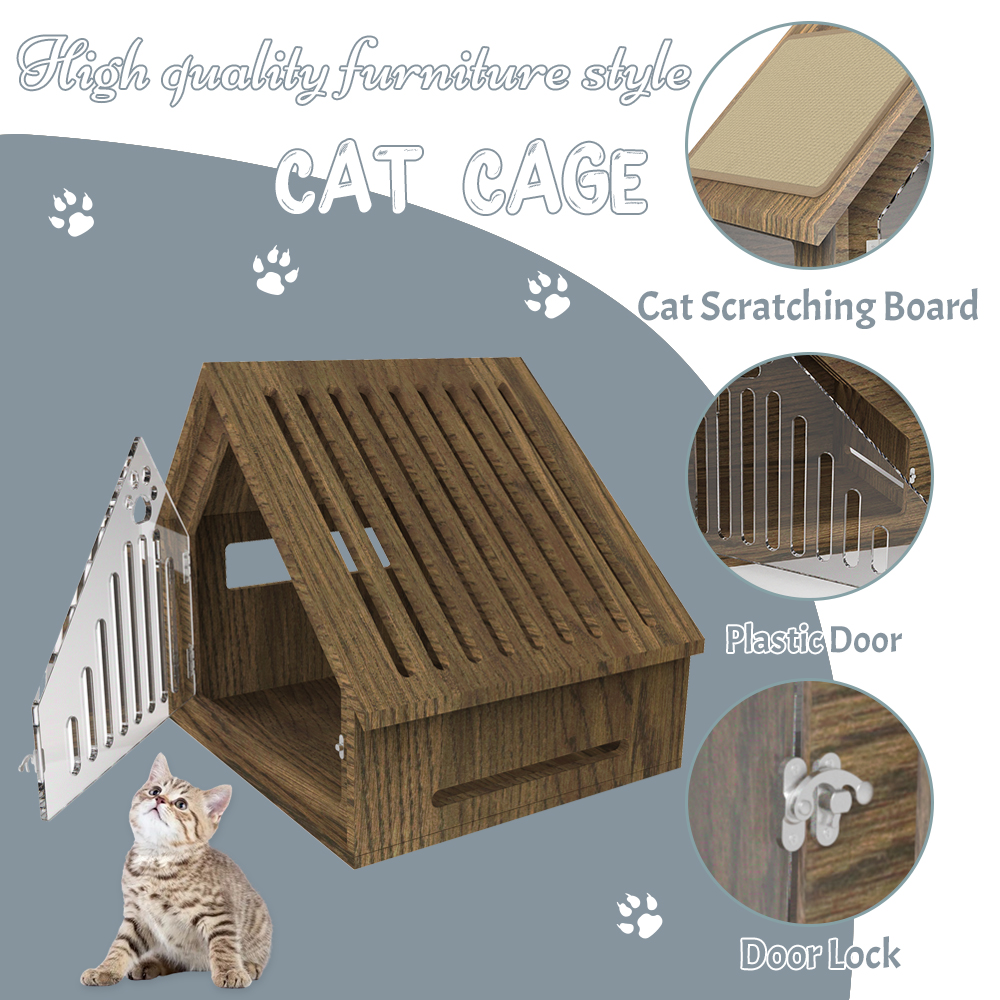 Cage Cat Troscán Tí Nua -A adhmaid faoi Dhíon le Bord Scríobhaithe Cage Cat Troscán Tí Nua -A adhmaid faoi Dhíon le Bord Scríobhaithe