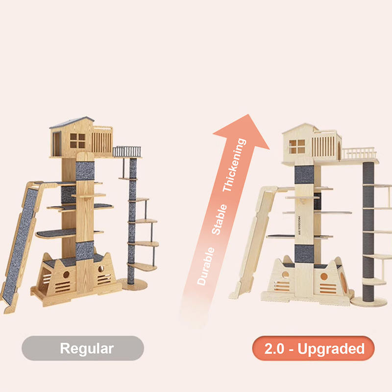 Túr Il-Leibhéal Villa Adhmaid Soladach Fráma dreapadóireachta crann mór cat Túr Il-Leibhéal Villa Adhmaid Soladach Fráma dreapadóireachta crann mór cat