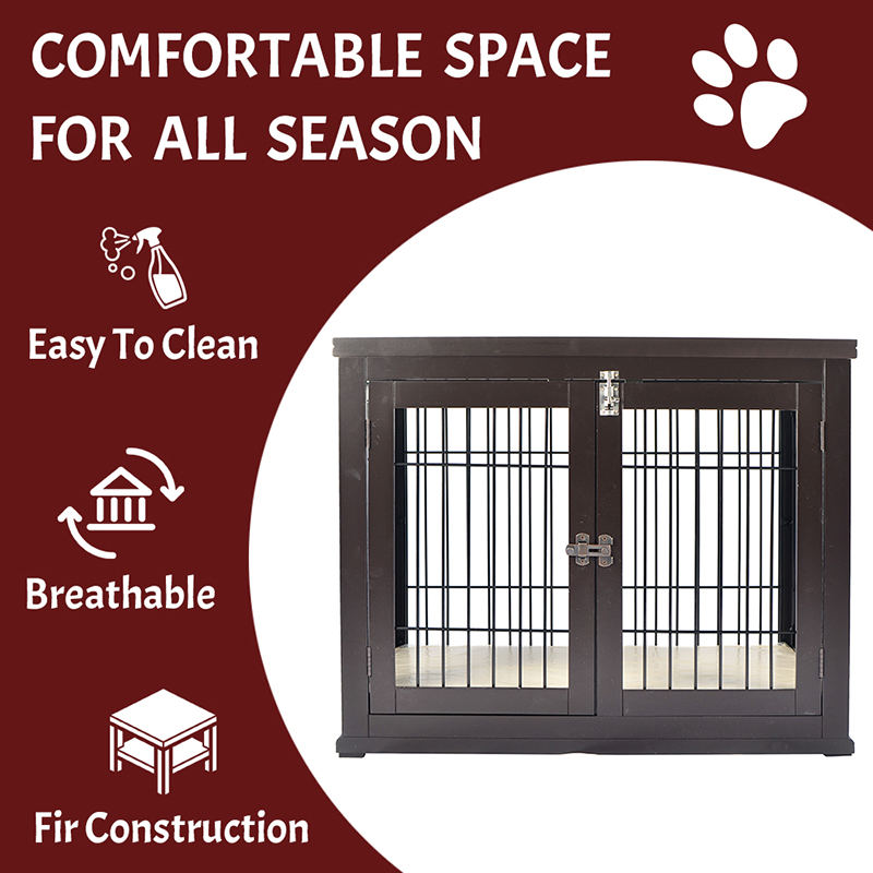 Cage madraí stíle troscáin adhmaid mór faoi dhíon Cage madraí stíle troscáin adhmaid mór faoi dhíon