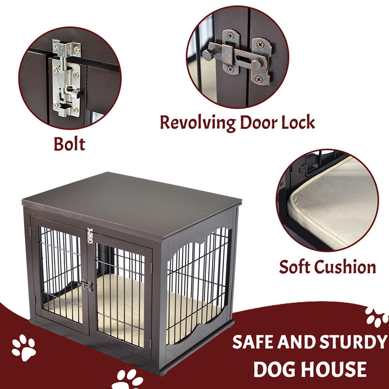 Cage madraí stíle troscáin adhmaid mór faoi dhíon Cage madraí stíle troscáin adhmaid mór faoi dhíon