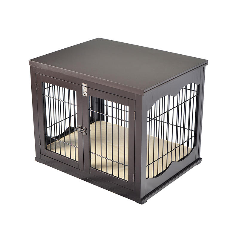 Cage madraí stíle troscáin adhmaid mór faoi dhíon Cage madraí stíle troscáin adhmaid mór faoi dhíon