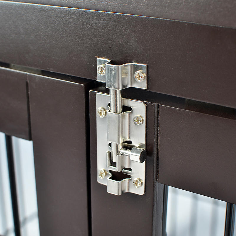 Cage madraí stíle troscáin adhmaid mór faoi dhíon Cage madraí stíle troscáin adhmaid mór faoi dhíon