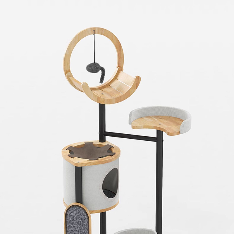 Adhmad rubair & túr cruach túr cat fráma dreapadóireachta cat Adhmad rubair & túr cruach túr cat fráma dreapadóireachta cat