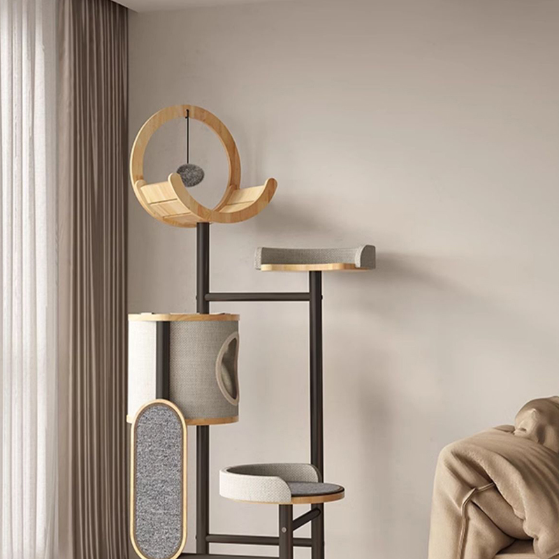 Adhmad rubair & túr cruach túr cat fráma dreapadóireachta cat Adhmad rubair & túr cruach túr cat fráma dreapadóireachta cat