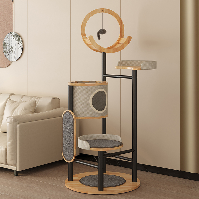 Adhmad rubair & túr cruach túr cat fráma dreapadóireachta cat Adhmad rubair & túr cruach túr cat fráma dreapadóireachta cat