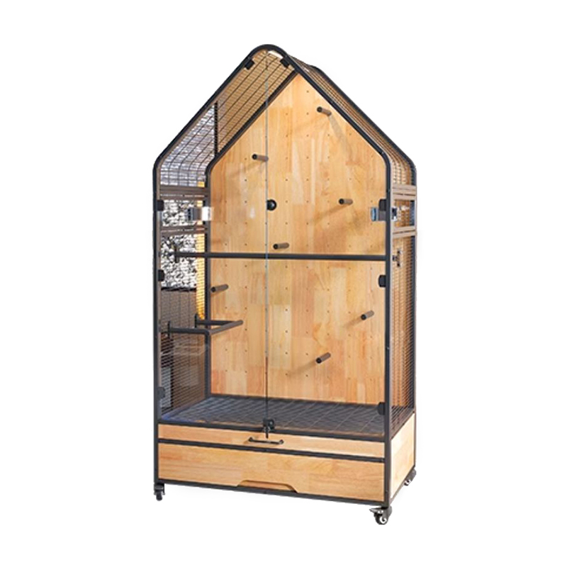 Cage Adhmaid & Cruach Móra Inbhainte DIY Villa Parrot Cages Pórú Éan Le Rothaí Seastáin