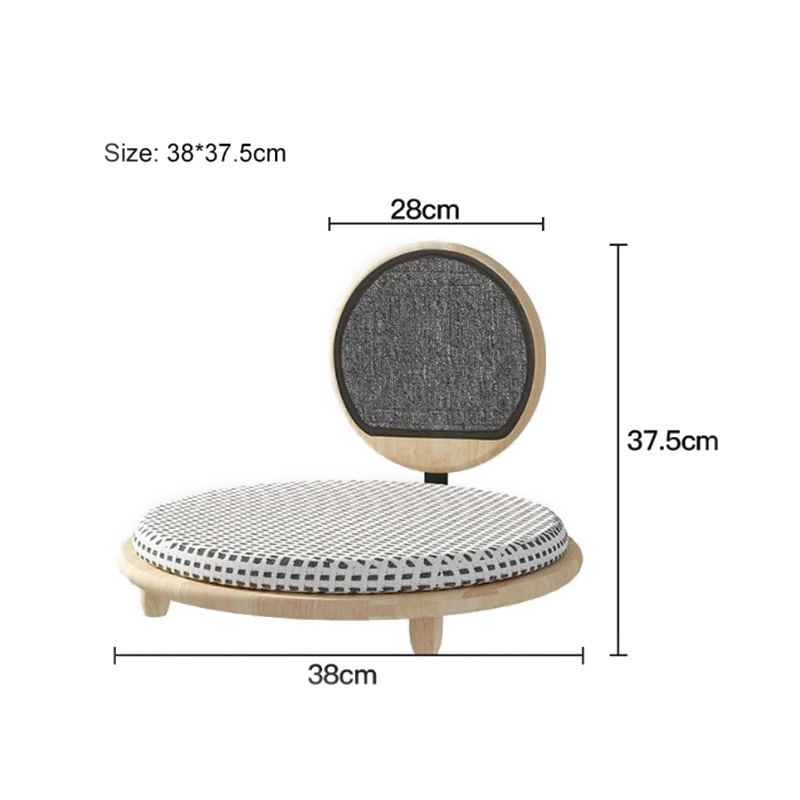 Nead leaba cat cluthar adhmaid soladach le bord scríobtha Nead leaba cat cluthar adhmaid soladach le bord scríobtha