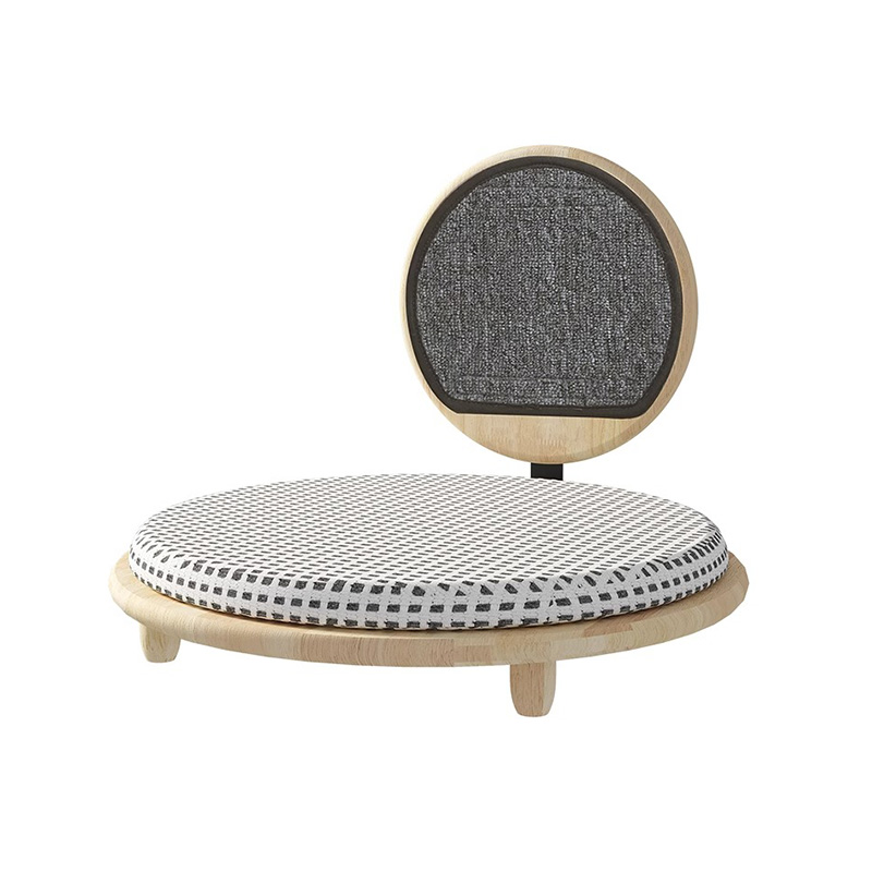 Nead leaba cat cluthar adhmaid soladach le bord scríobtha Nead leaba cat cluthar adhmaid soladach le bord scríobtha