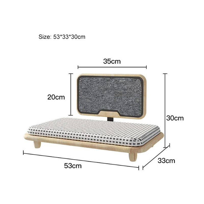Nead leaba cat cluthar adhmaid soladach le bord scríobtha Nead leaba cat cluthar adhmaid soladach le bord scríobtha