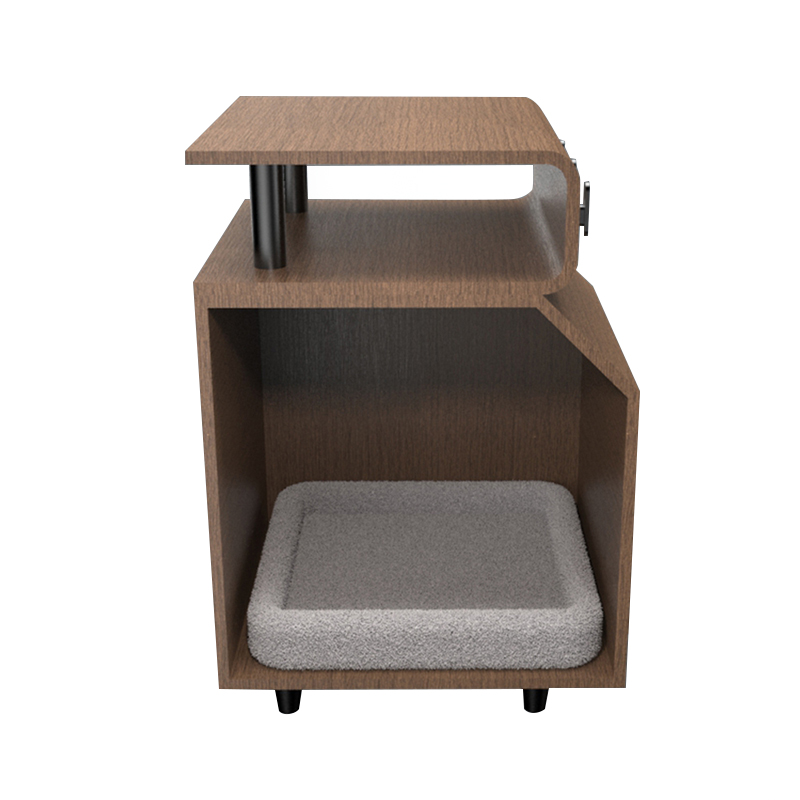 Leapacha peataí adhmaid leaba cat le bord scríobtha