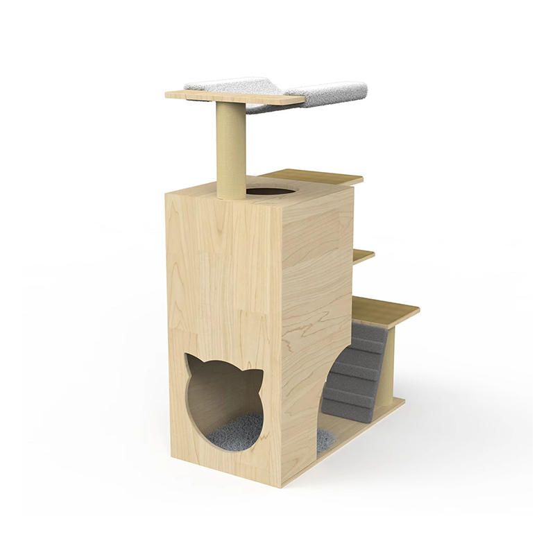 Fráma dreapadóireachta crann cat túr adhmaid le poist scratching sisal Fráma dreapadóireachta crann cat túr adhmaid le poist scratching sisal