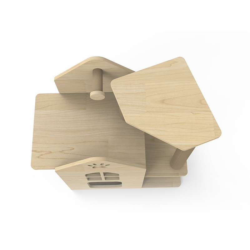 Teach Cat Túr Adhmaid faoi Dhíon Le Dreapadh Scratching Poist Crann Cat Teach Cat Túr Adhmaid faoi Dhíon Le Dreapadh Scratching Poist Crann Cat