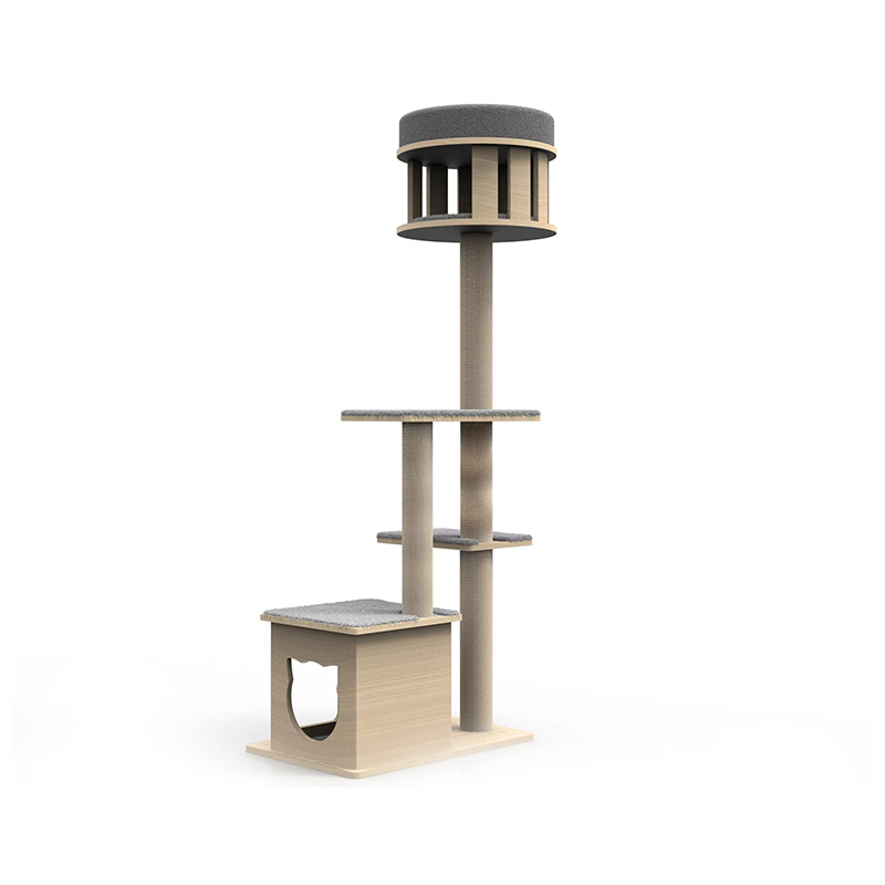 Túr adhmaid faoi dhíon le dreapadóireacht Sisal Scratching Poist Crann Cat Túr adhmaid faoi dhíon le dreapadóireacht Sisal Scratching Poist Crann Cat