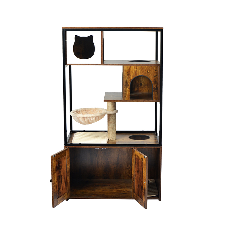 Túr Cat faoi Dhíon Crann cat condo le hammock & comh -aireachta bruscair Túr Cat faoi Dhíon Crann cat condo le hammock & comh -aireachta bruscair