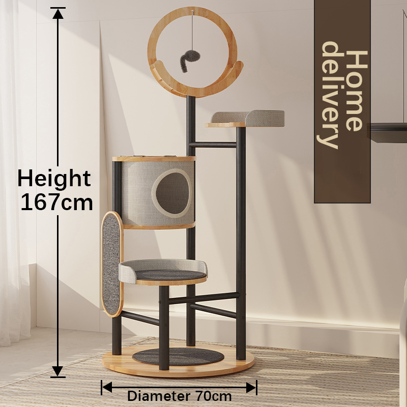 Adhmad rubair & túr cruach túr cat fráma dreapadóireachta cat Adhmad rubair & túr cruach túr cat fráma dreapadóireachta cat
